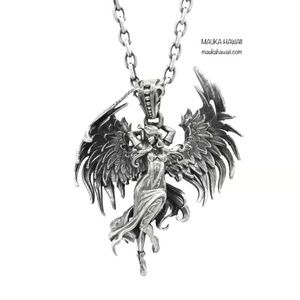 Goddess of Victory Winged Angel Seraph Pendant & 60cm Stainless Oval Link Chain